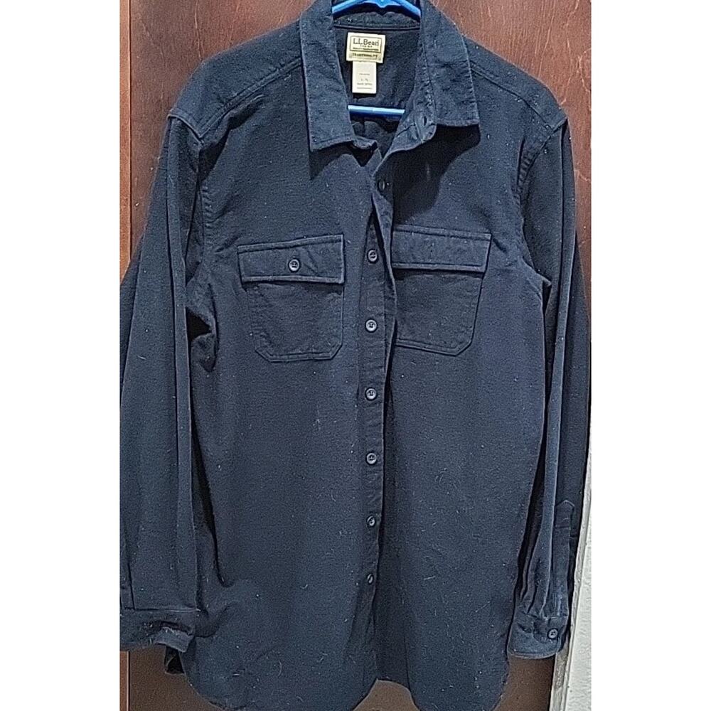 LL Bean Shirt Mens Large Tall Blue Flannel Traditional Fit Shacket Outdoor